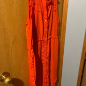 Vibrant Red Sleeveless Button-Down Dress